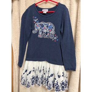 Flapdoodles Girls Navy Blue Elephant Sequin Tulle Dress Size 10 12